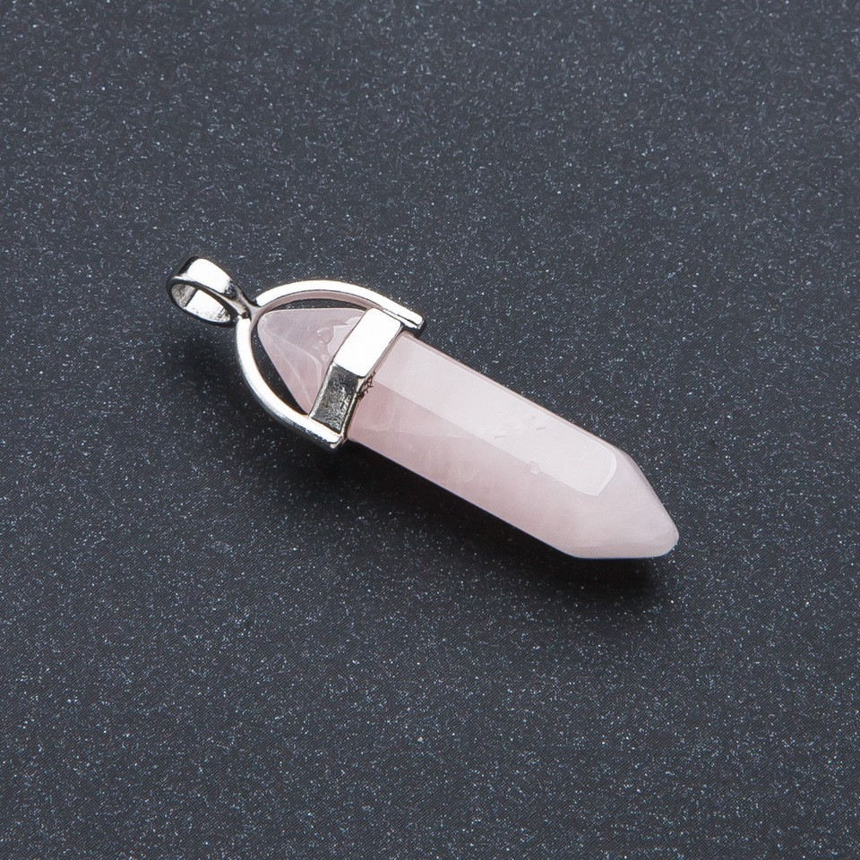 Hexagon Pendant with Rose Quartz Stone 4×0.9 cm