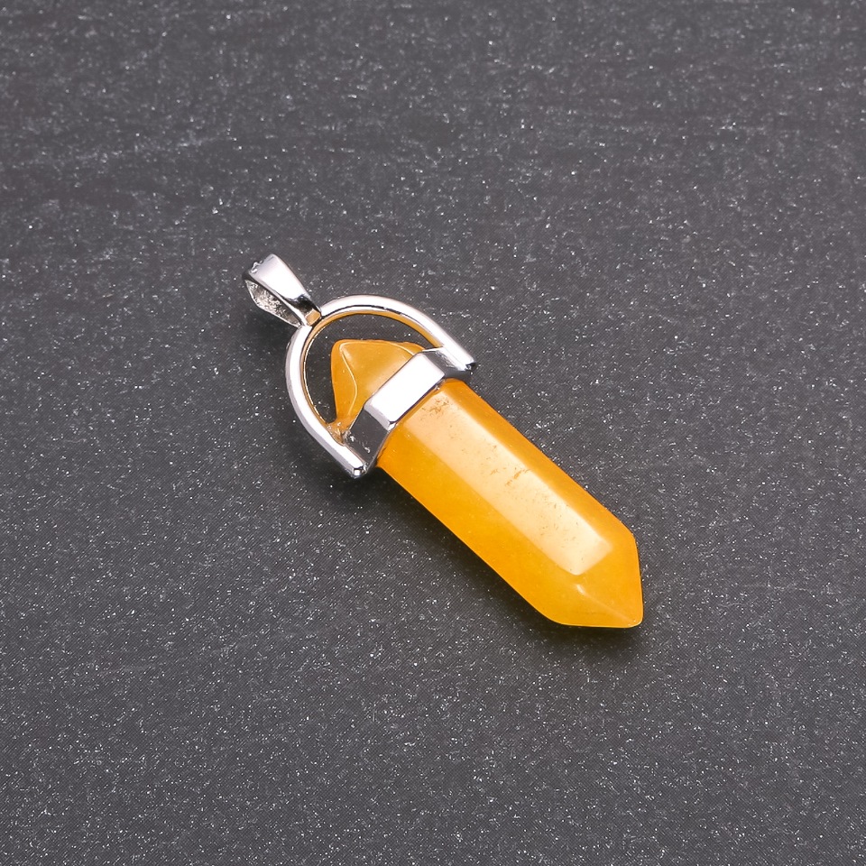 Hexagonal Citrine Stone Pendant (synthetic) 39×32×9 mm
