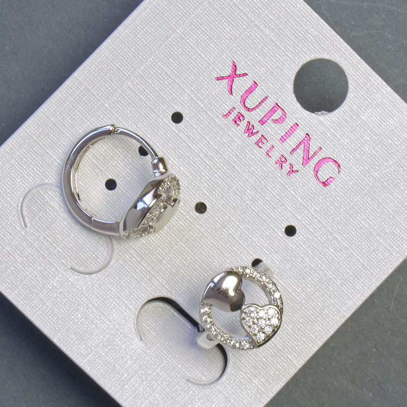 Xuping 10x12mm Rhodium Earrings