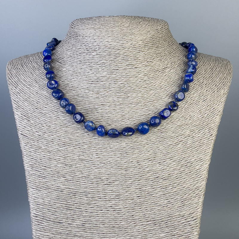 Lapis Lazuli Faceted Necklace, beads 11×8 mm and 10×6 mm, length 48 cm