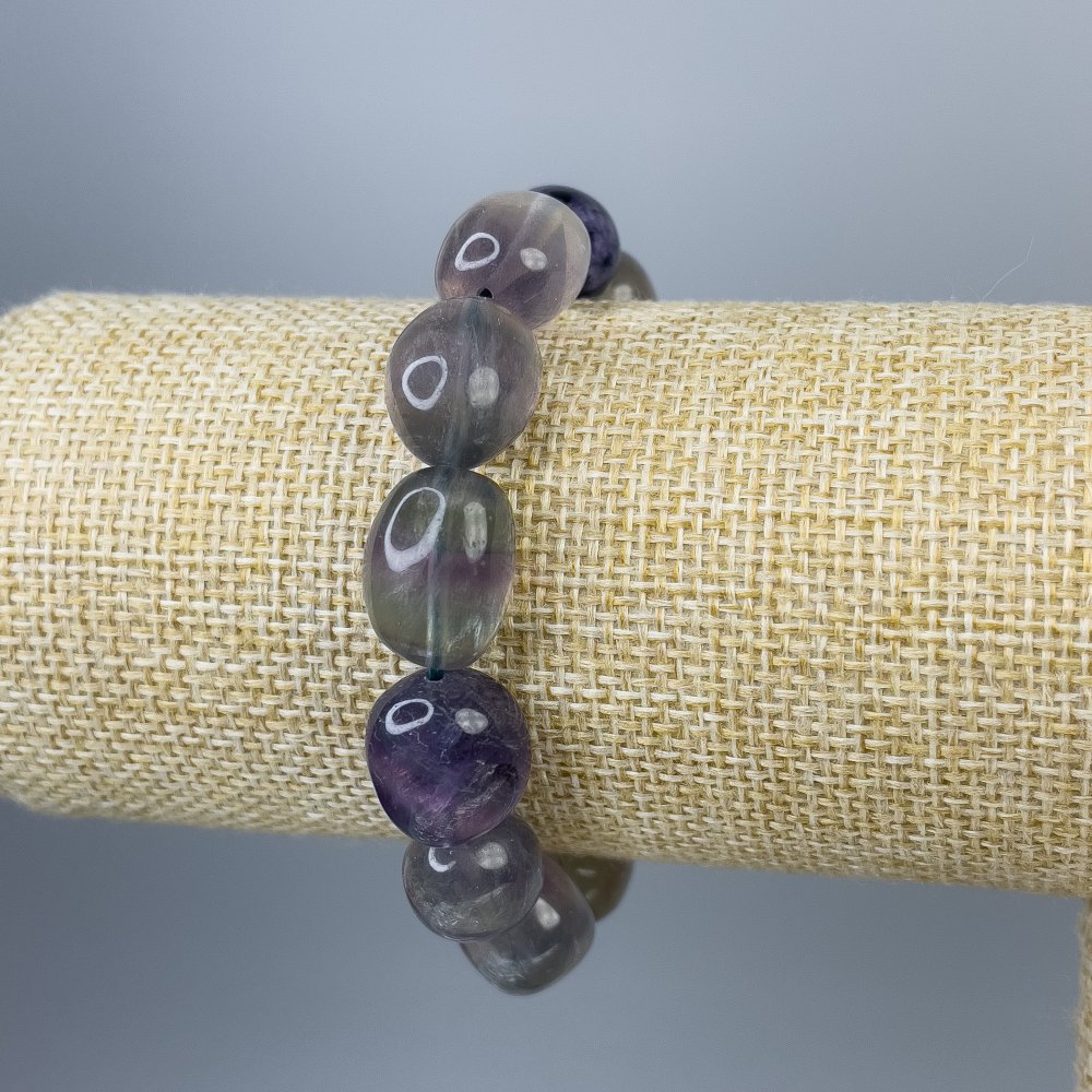 Fluorite faceted bracelet, 17×13 mm diameter, 18 cm long, stretch