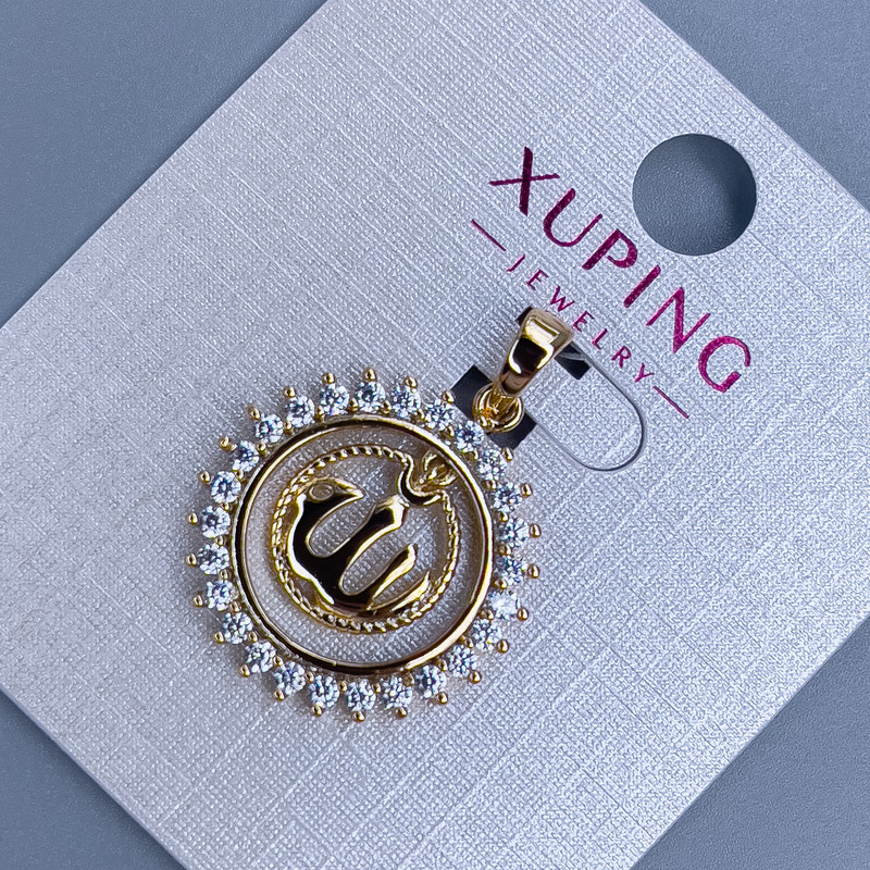 Xuping 'Sura' Pendant with White Crystals, 19 mm Diameter, 28 mm Length, 18K Gold Plating