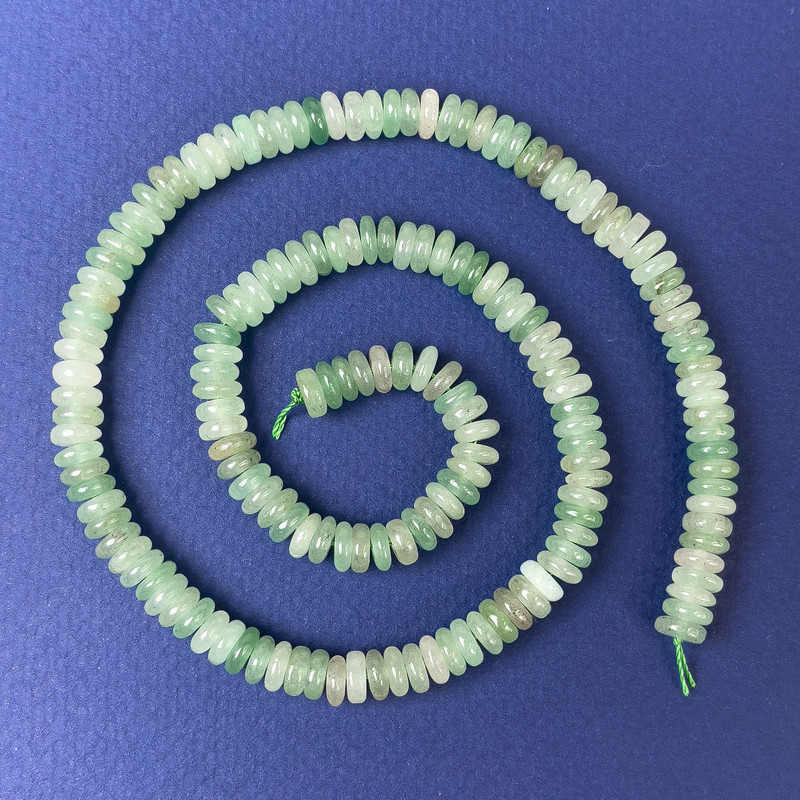 Nephrite Rondelle Beads 6x2mm on a Thread, Length 38 cm+
