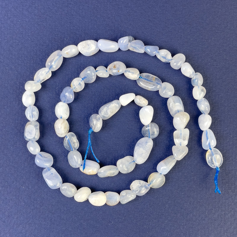 Blue agate faceted beads, 6-8×5-7 mm, on a thread, length 40 cm