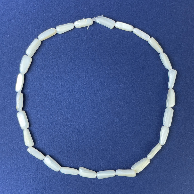 Natural Mother-of-Pearl Lentil Beads 14x5mm +/- on Thread, Length 39 cm+