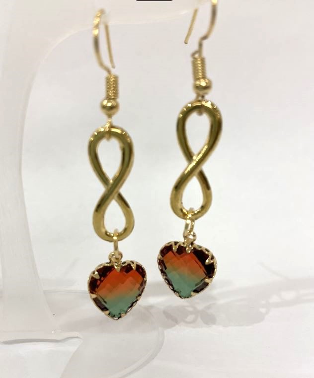 Infinity Multicolor Earrings, diameter 10mm +/-, length 58mm+