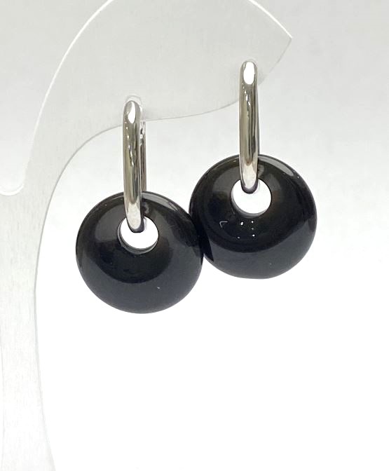 Agate Earrings, diameter 18 mm, length 31 mm