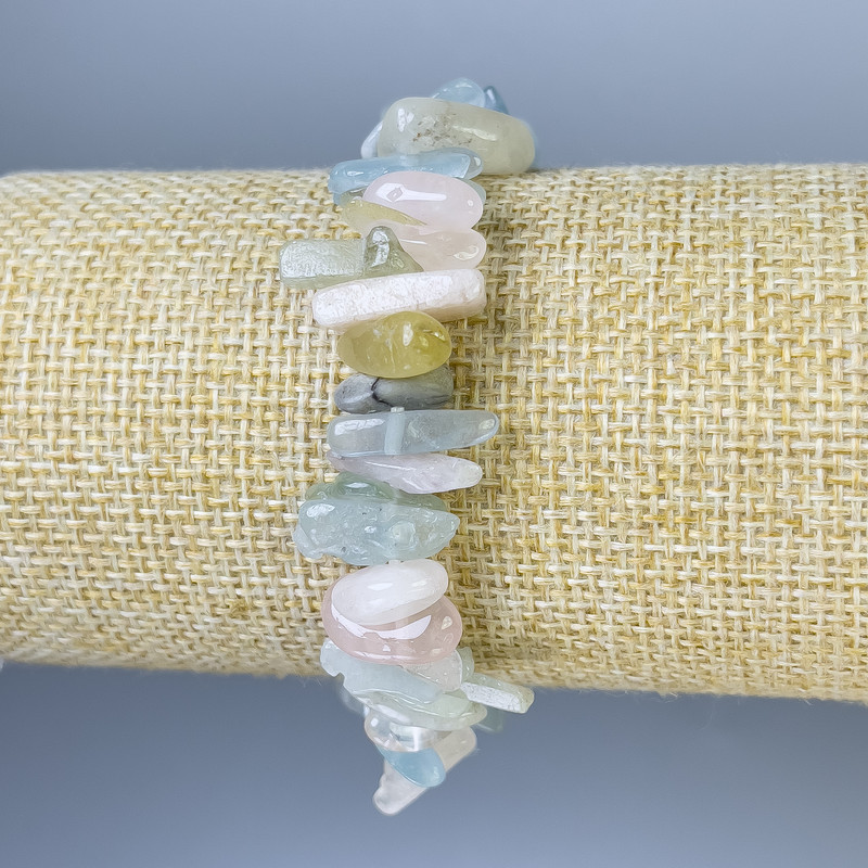 Morganite Chip Bracelet, chip size 9-15×3-6 mm, length 18 cm, stretch