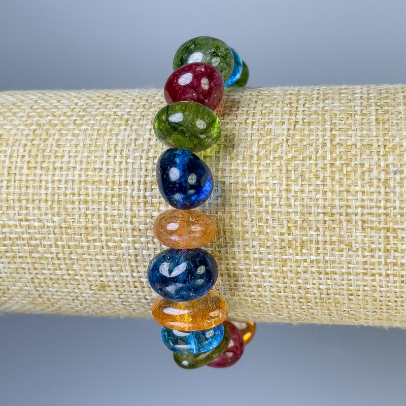 Bracelet Assortment of Faceted Beads, diameter 13x7-10 mm, length 18 mm, elastic