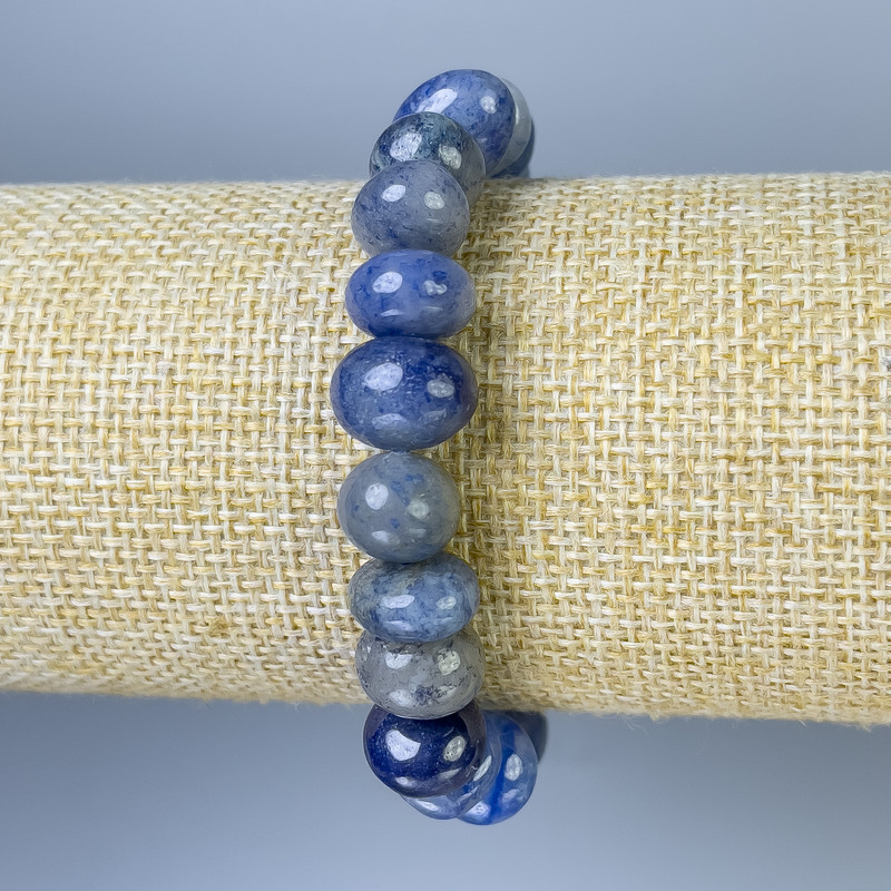 Blue Aventurine Faceted Bracelet, bead diameter 10–12×7–10 mm, length 18 cm ±, stretch