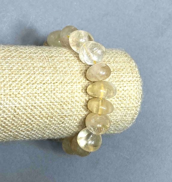 Faceted Citrine Bracelet, 13x10 mm beads, 18 cm length, elastic