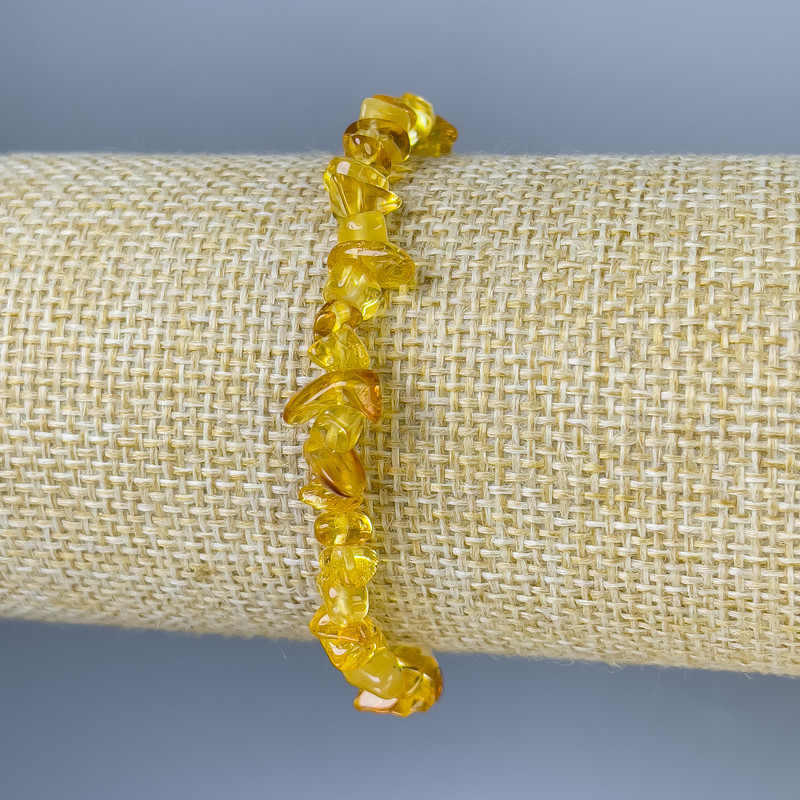 Amber Chip Bracelet, chip size 7x4 mm, length about 18 cm, stretch bracelet