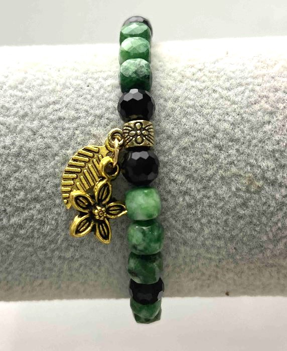 Bracelet with Chrysoprase and Tourmaline