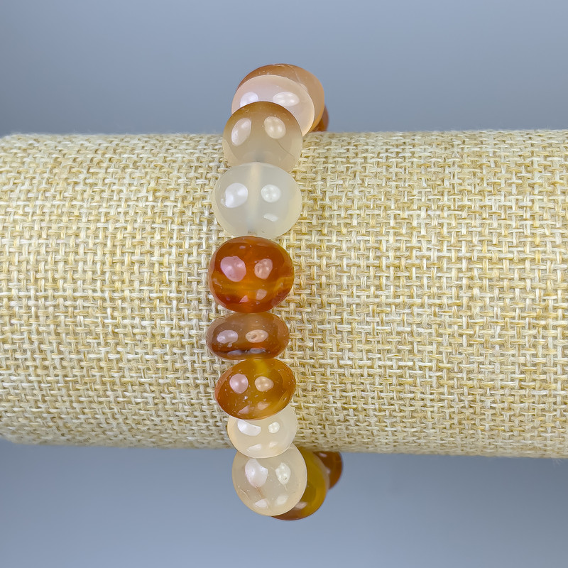 Carnelian Bracelet with Faceted Beads, Diameter 12×-9–11 mm, Length 18 cm, Stretch
