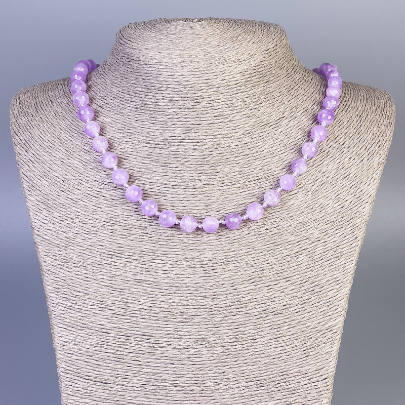 Amethyst Bead Necklace, Faceted Beads, 8mm Diameter ±, Length 50cm ±, with Clasp
