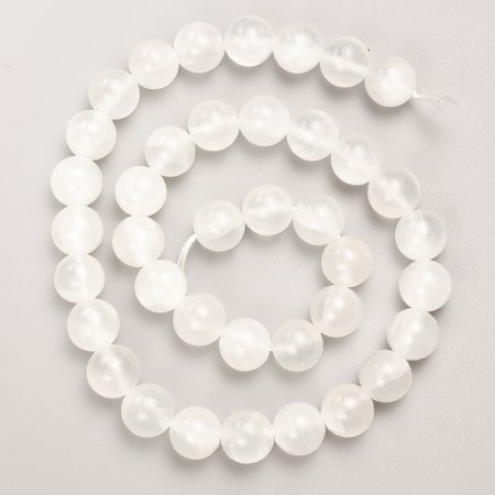 Howlite Beads - Smooth Ball on Thread, 10mm Diameter, 40 cm Length