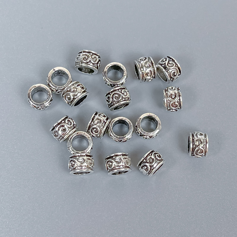 Bead insert findings, silver metal color, 5x3.5 mm, hole diameter about 3 mm, packaging 20 g (~100 pcs)