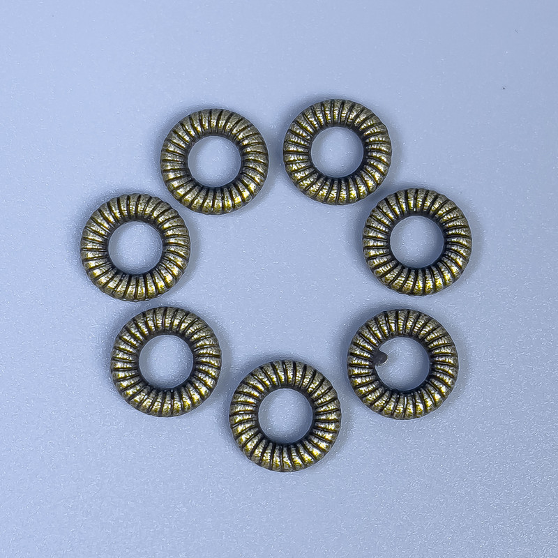 Bronze metal color bead finding insert, 9×2 mm, hole approx 4 mm, packaging 36 pcs