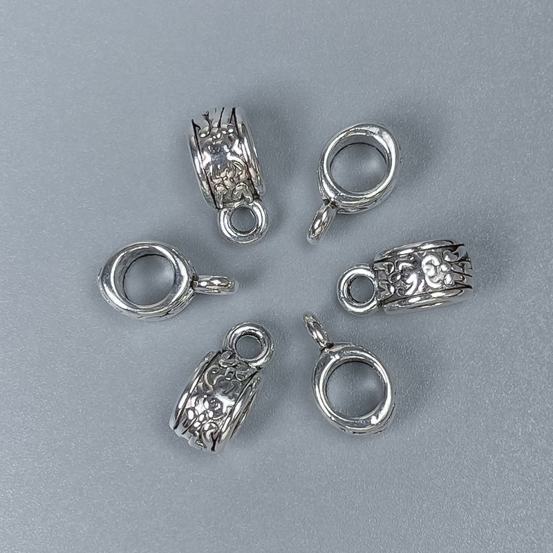 Bale findings, silver-tone metal, size 11×5×6 mm ±, hole diameters 4.5 mm ± and 2 mm ±, packaging 20 pcs