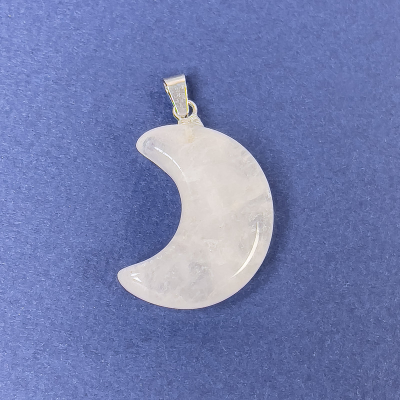 Pendant 'Moon' with Natural Rock Crystal 25x20x9x32mm+
