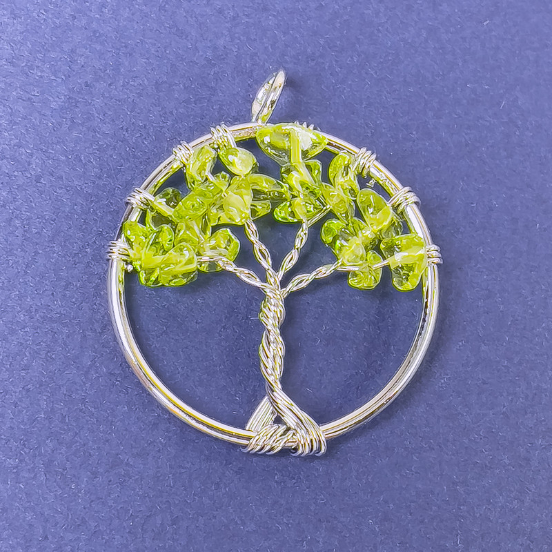 Pendant Tree of Life Chrysoprase Natural Stone 31×36 mm+
