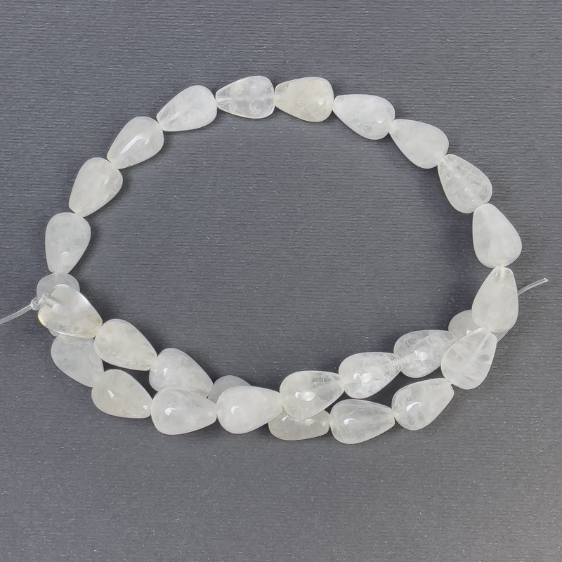Drop-shaped rock crystal beads, natural stone, diameter 15x10 mm, hole diameter 1 mm, length 40 cm