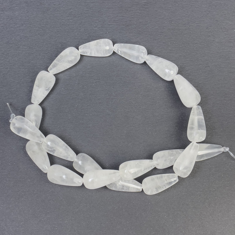 Rock Crystal Beads - Teardrop, Natural Stone, Diameter 19x10 mm ±, Hole Diameter 1 mm ±, Length 42 cm ±