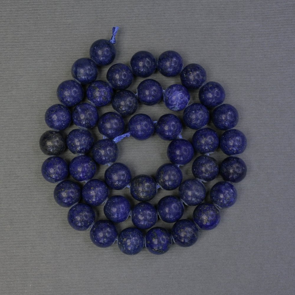 Lazurite Beads, Smooth Round Balls, 8 mm Diameter, Hole ~1 mm, Length 38 cm