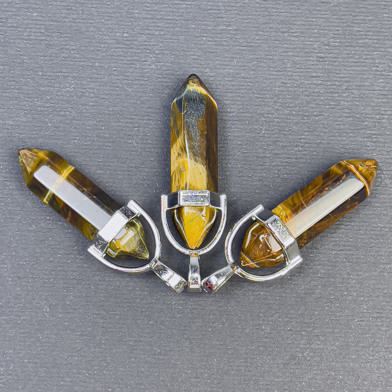 Tiger's Eye Hexagonal Crystal Sphere Pendant 8x31x41mm+