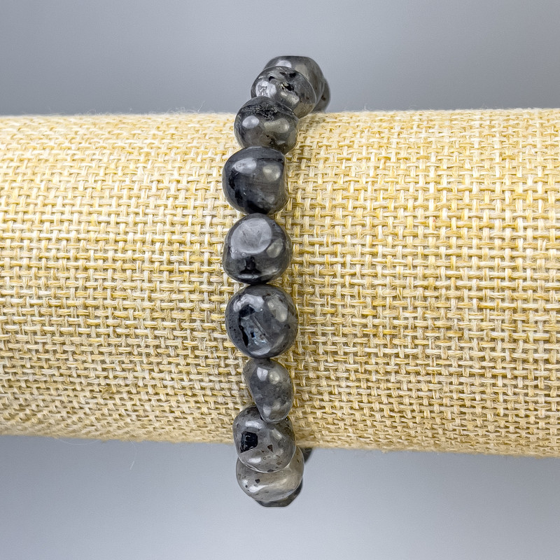 Labradorite Faceted Bead Bracelet, 10x9 mm diameter, 18 cm length, stretch
