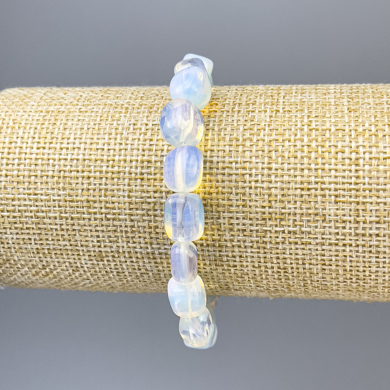 Moonstone Faceted Bead Bracelet, 11x8 mm, 18 cm stretch