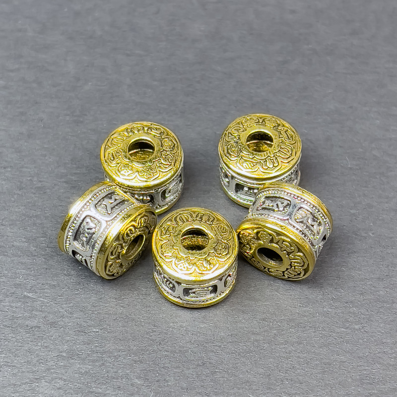 Bead Insert Findings in Silver-Gold Tone Metal, 12×10 mm, hole diameter about 4 mm, price per piece