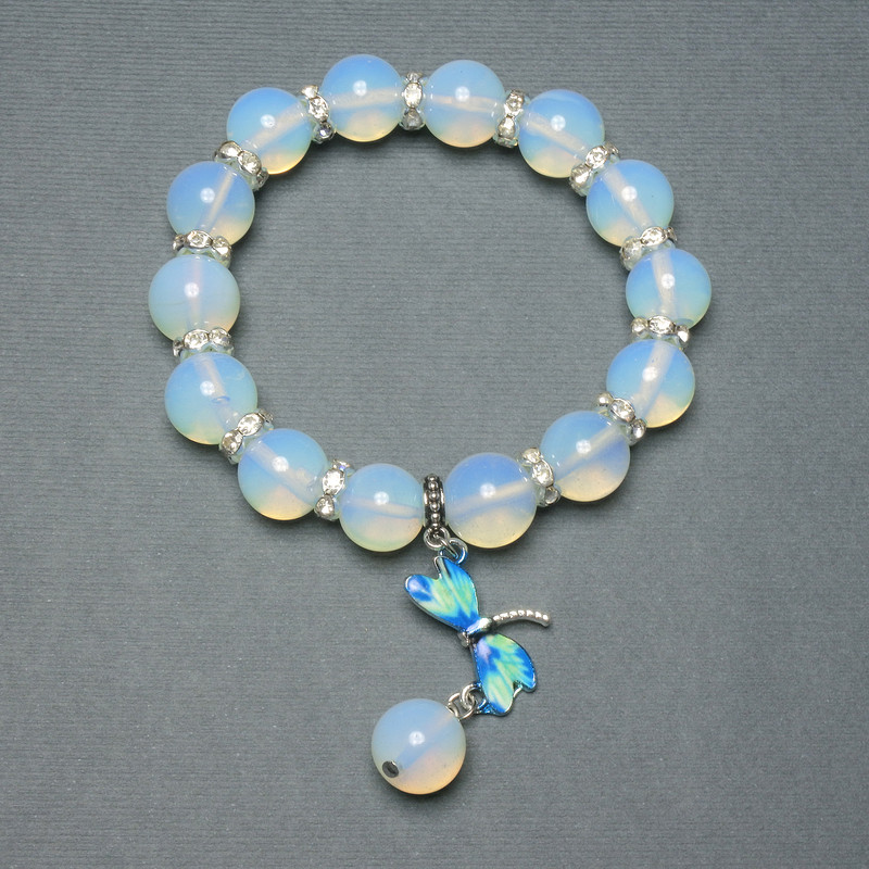 Moonstone Bracelet with Smooth 12mm Beads, 18 cm Length, Stretch