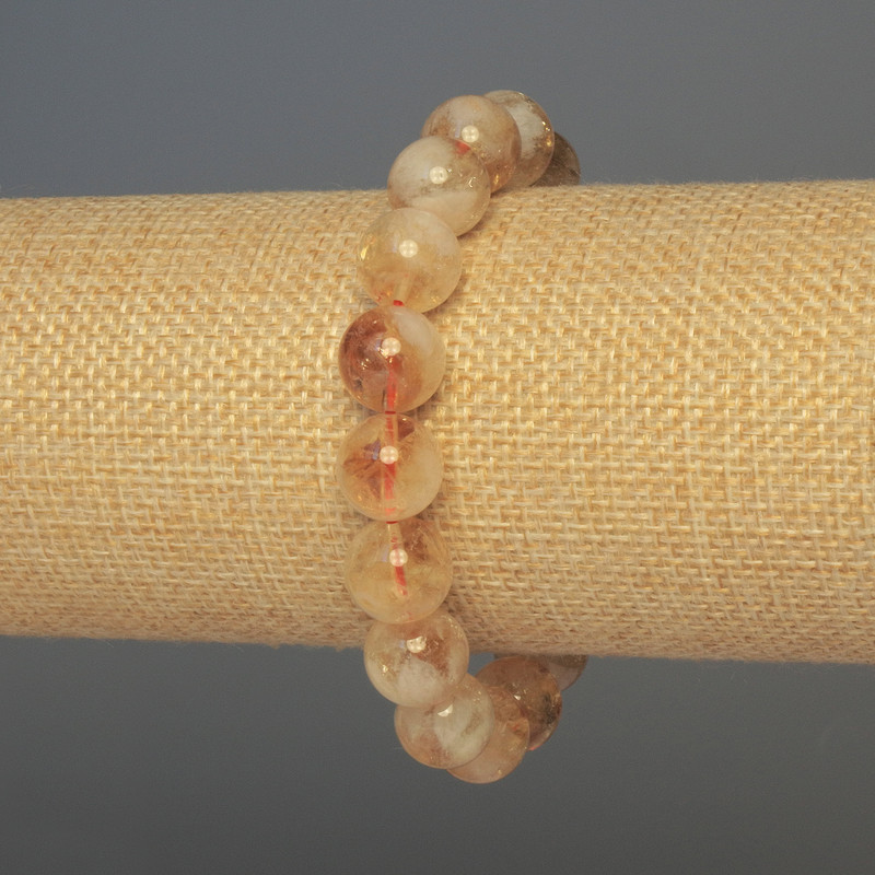 Citrine Bracelet with Smooth Beads, 11mm Diameter, 18cm Length, Stretch