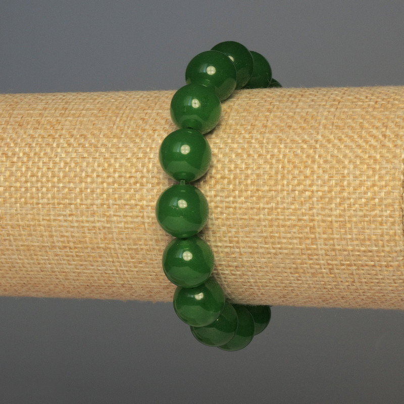 Chrysoprase Bracelet with Smooth Beads, 12mm Diameter, 18cm Length, Stretch