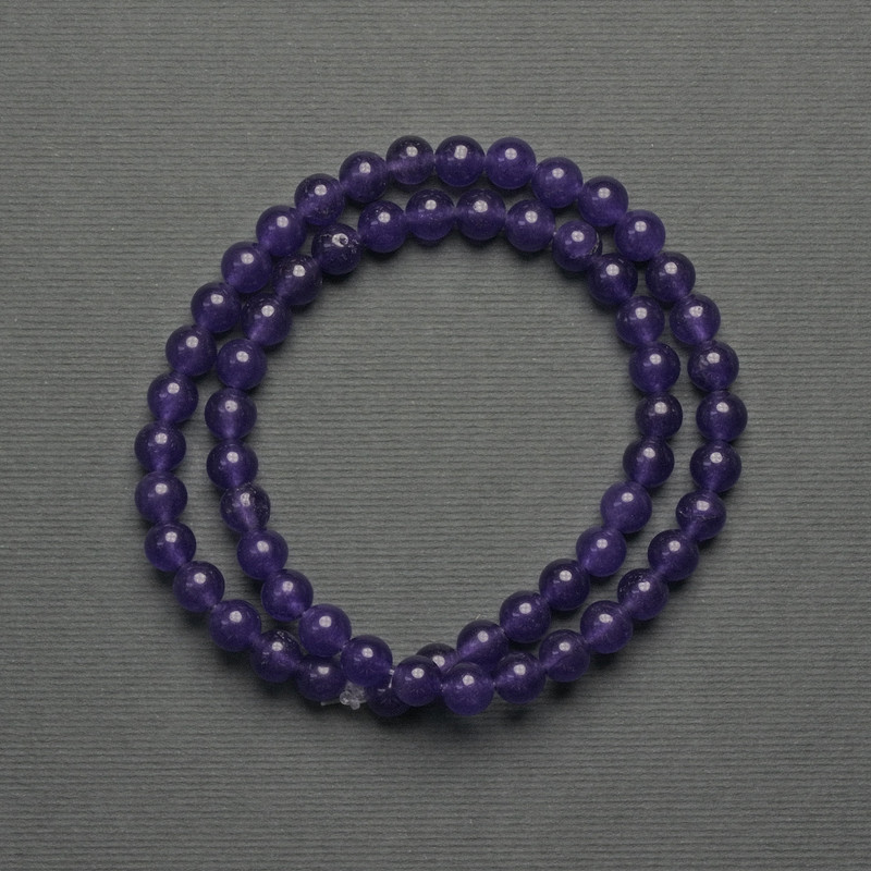 Tinted Quartz Beads - Smooth Round Balls, 6 mm Diameter, On Beading Thread, 38 cm Length