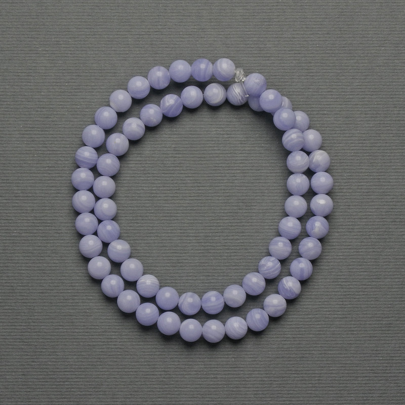 Agate Beads (Pressed) Smooth Sphere, 6mm Diameter ± on Thread, Length 37cm+