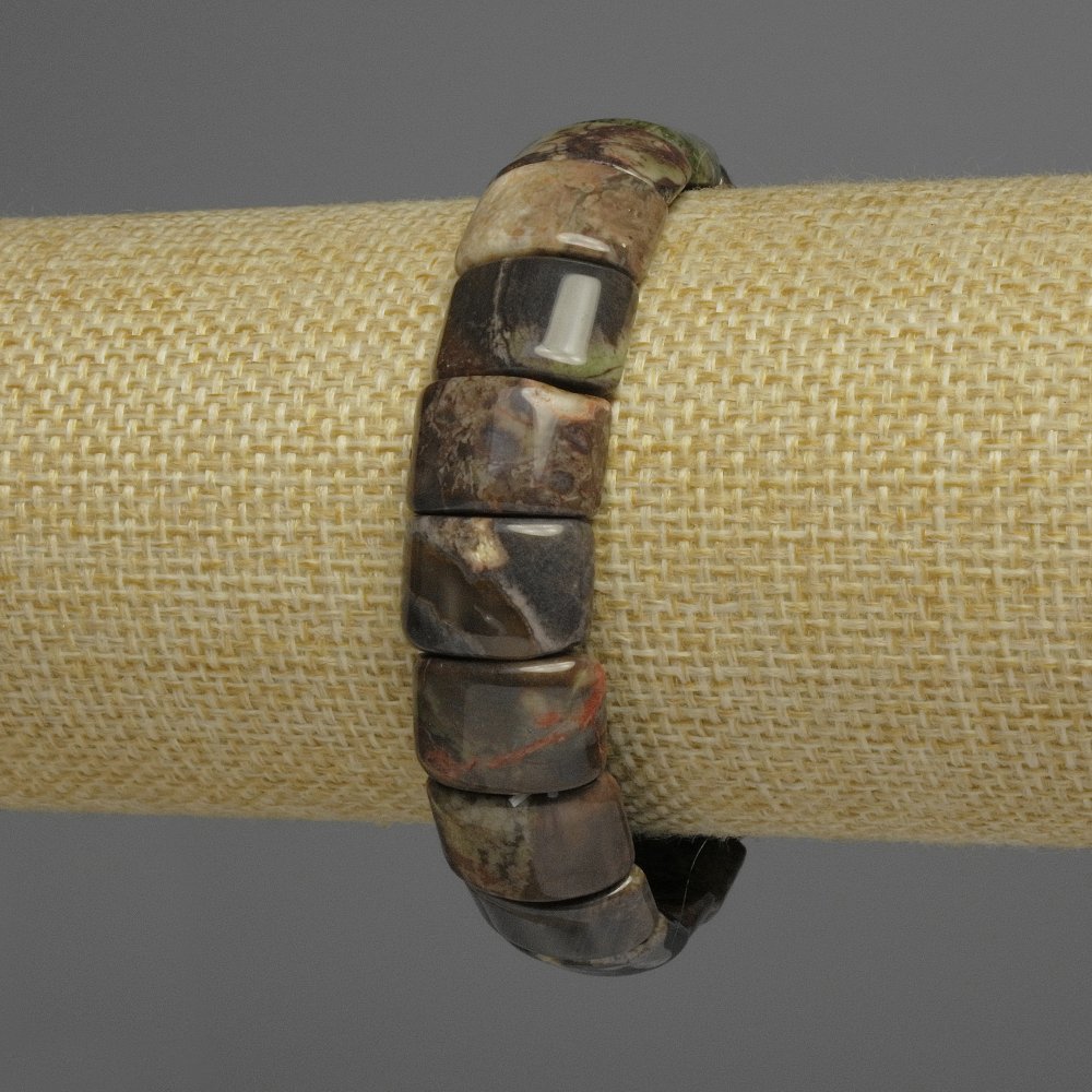 Bracelet natural ocean jasper, oval link, diameter 15×10 mm, length 18 cm, stretch