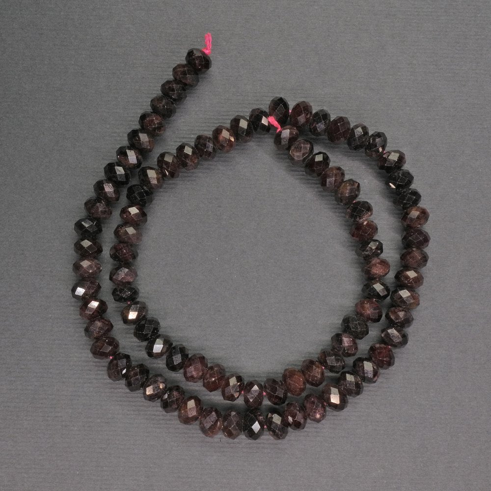 Garnet Beads, Faceted Rondelle, Diameter 6x4 mm, Length 37 cm