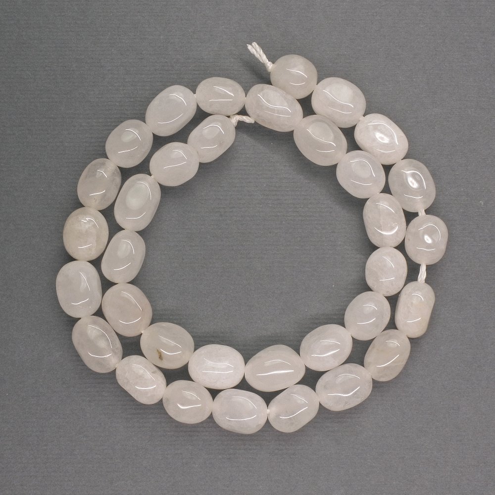 Beads of Natural Stone: White Quartz, Faceted, 8×11 mm, 35 cm length