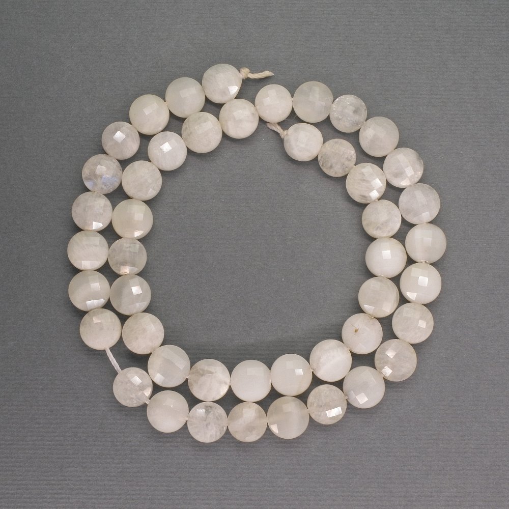 Adularia natural stone beads, faceted coin-shaped, diameter 8.5×5 mm, length 38 cm