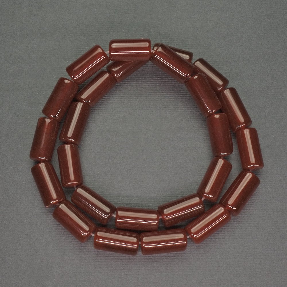 Carnelian cylindrical gemstone beads, 8x15 mm diameter, 40 cm length