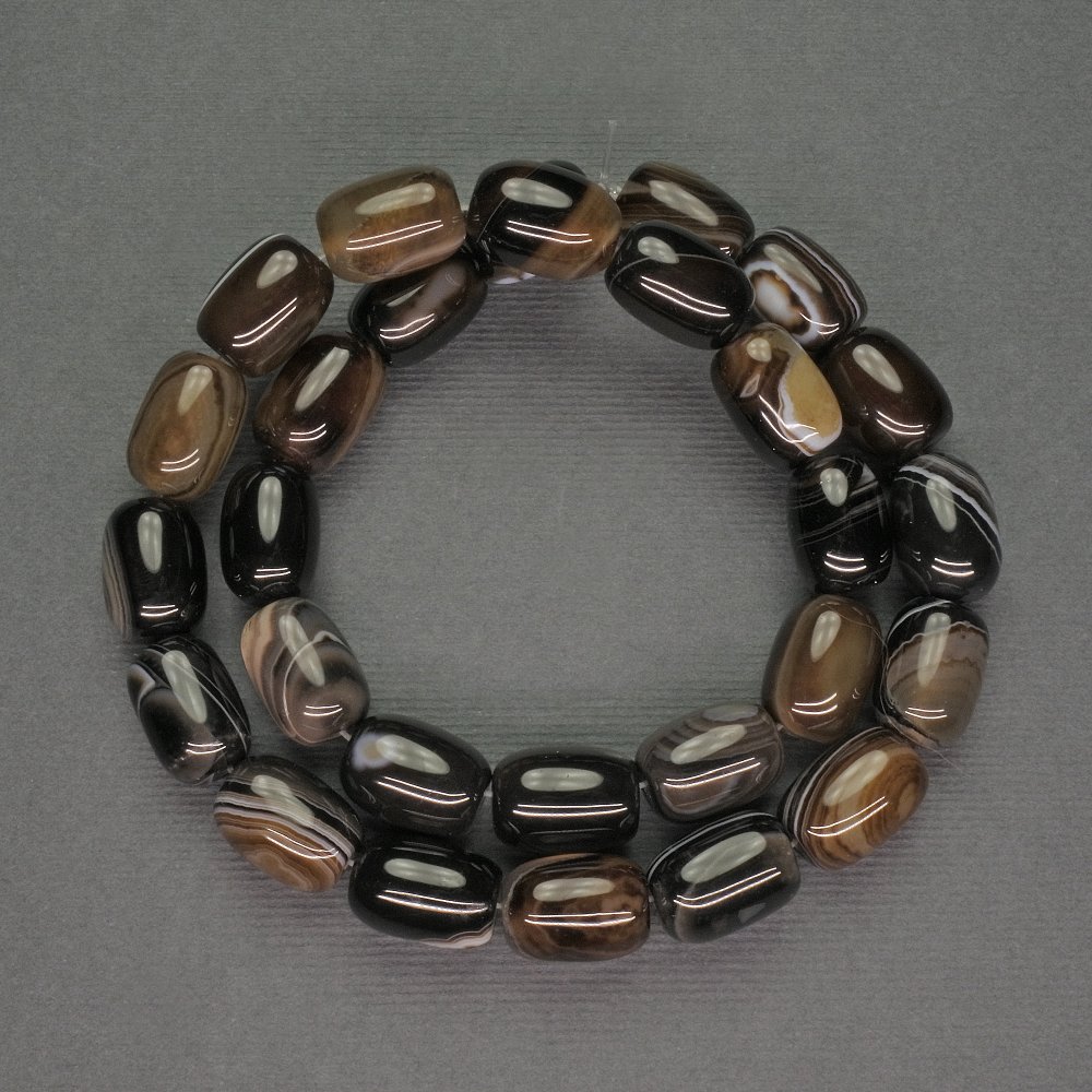 Agate barrel beads, natural stone, 10x13 mm, length 39 cm