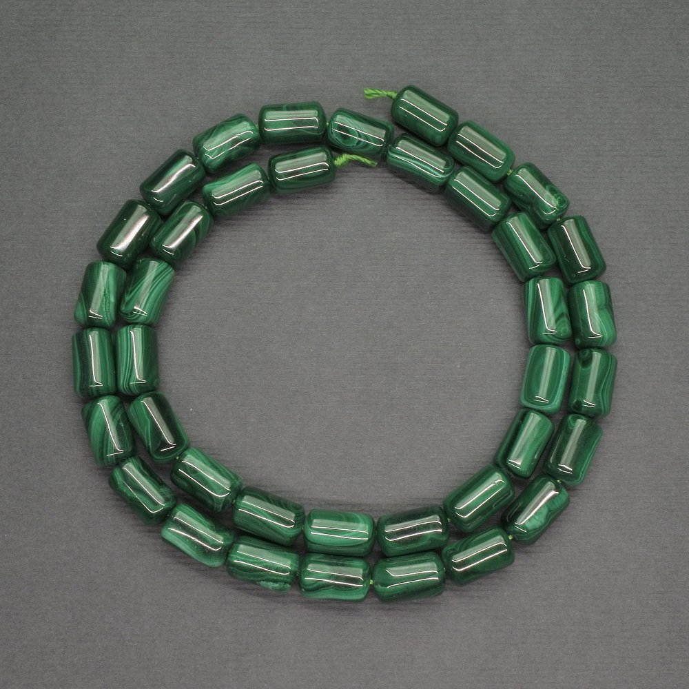 Malachite cylinder beads, natural stone, diameter 6×10 mm (+/-), length 40 cm