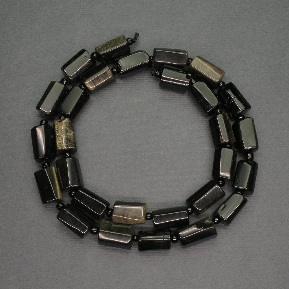 Sun Obsidian Natural Stone Beads, Faceted Cylindrical, 8x13mm, hole diameter 3mm, length 40cm ±