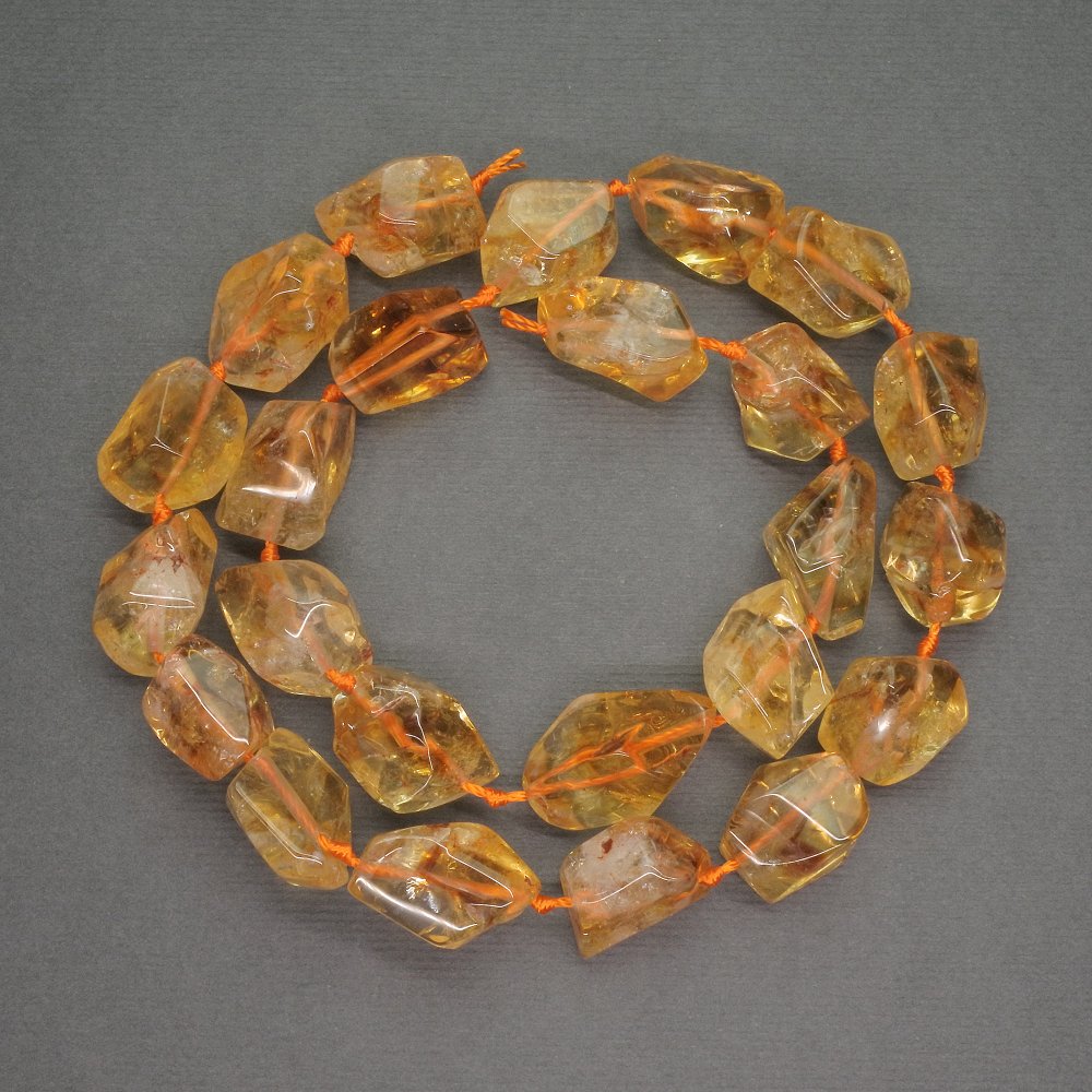 Natural Citrine Beads, Faceted Briolette, diameter 10x15 mm, length 42 cm +/-