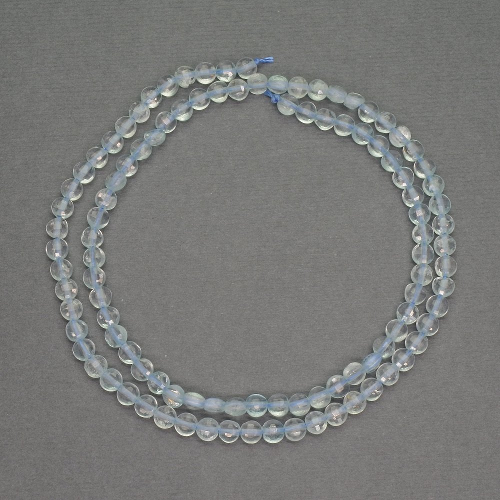 Faceted Topaz Coin Beads, Natural Stone, 4x3 mm diameter, 40 cm length