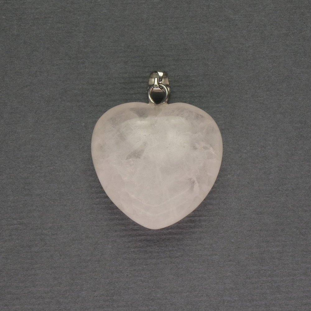 Heart Pendant Rock Crystal 20x20x25mm +/- Silver-Toned Metal
