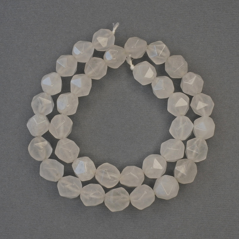 White Quartz Faceted Beads, 10x9mm, on a thread, length 37 cm+