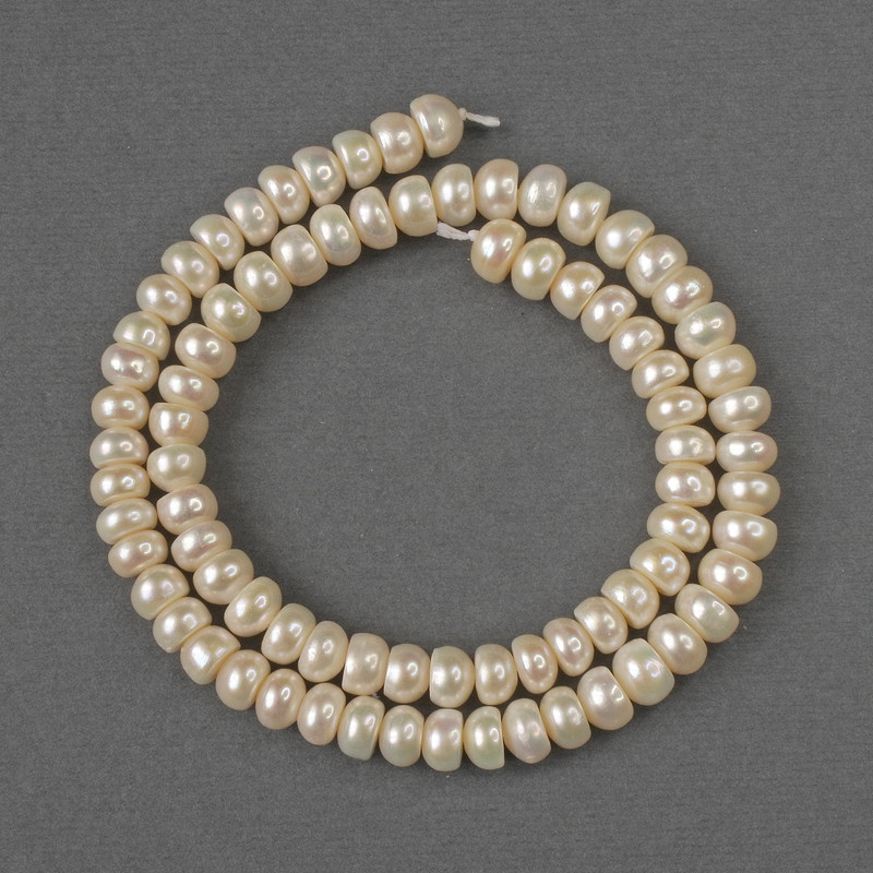 Natural freshwater pearl beads 8x6.5 mm, length 36 cm, on thread
